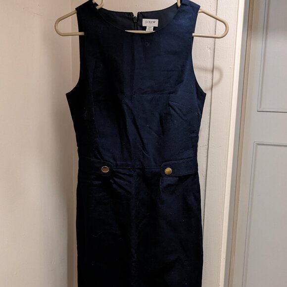 NWOT J.Crew Tweed Sheath Dress with Waist Buttons - Picture 2 of 8